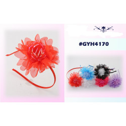 Headband thin with flower bow and irridecent stripped center