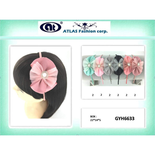 Grosgrain Bows with Gauzy and Pearl Centers on Headband