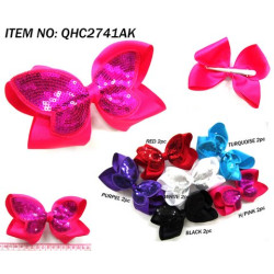 Grosgrain bow with sequin butterfly overlay Medium to Large Sized Bow - Need to be carded (included)