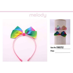 Large Rainbow Fabric Bow Headband