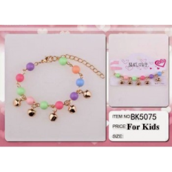 Multi-colored ball bracelet with gold bells