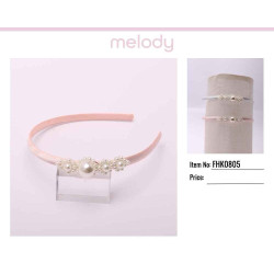 Pink or White Headband with Pearl Adornment