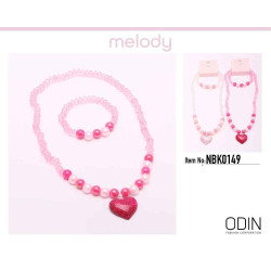Necklace Sets 2 Shades of Pink Heart