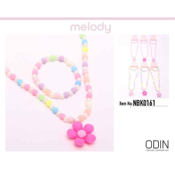 Pastel Necklace and Bracelet Set with Dangling Flower