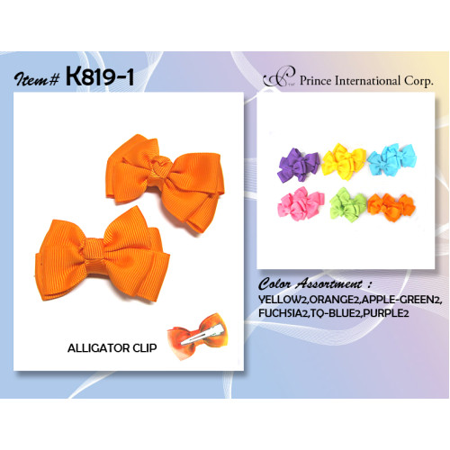 Tiny Bow with Clip, Bright Colors Carded in Pairs