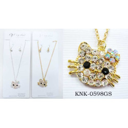 Hello Kitty Bling Necklace with Rhinestone Earrings