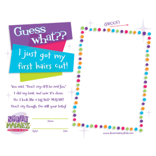 Baby's First Haircut Certificate - Large SHINY DEAL