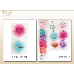 Hair Clips Glitter Heart on Tulle - Cards to be included
