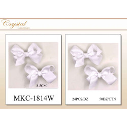 Small Basic White Grosgrain Hair Bows Sold as Pairs of 2 -