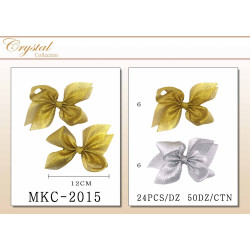 Gold and Silver Small Hairbows carded in Pairs