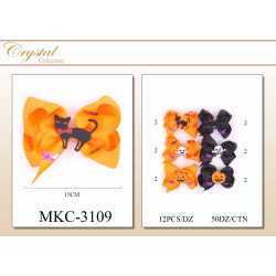 Orange & Black Halloween Hair Bows with Felt Design Centers
