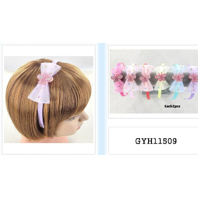 Headband with Netted Bow and Pink Bling Butterfly