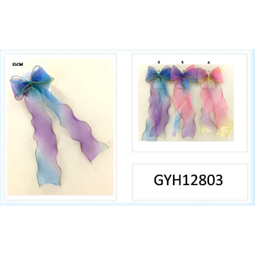 Rainbow Iridescent Wired Ribbon Double Bow Hairbows