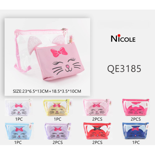 Kitty Kat Cosmetic Bag Set