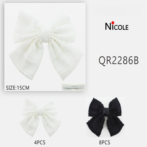 Black or White Hairbow with Satin Center