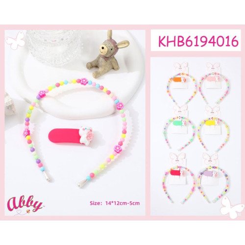 Beaded Headband with Flowers and a matching clip