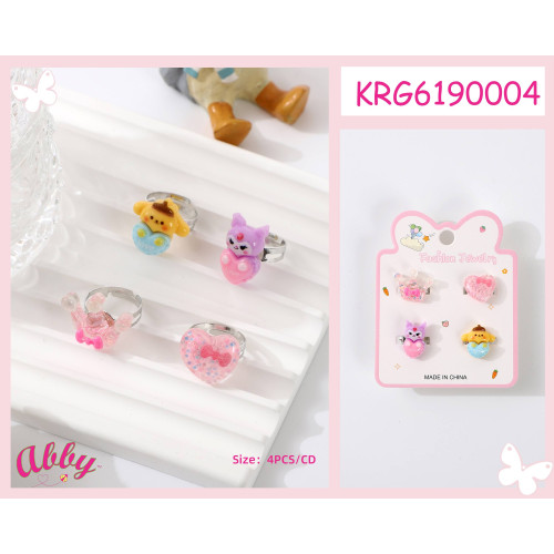 Crown, Heart, Character Assorted Ring Set