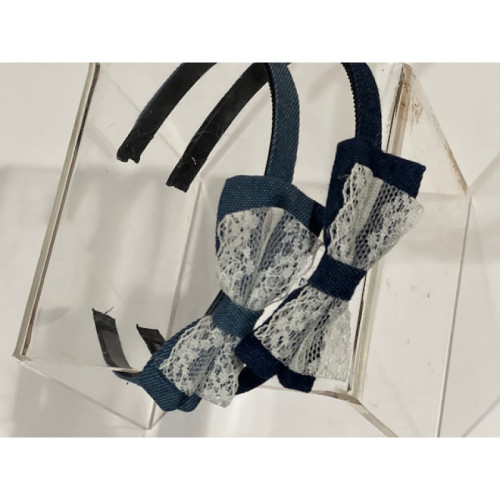 Denim and Lace Bow on Headband