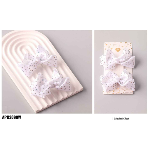 White Grosgrain Bows with Bling - Set of 2 on a card