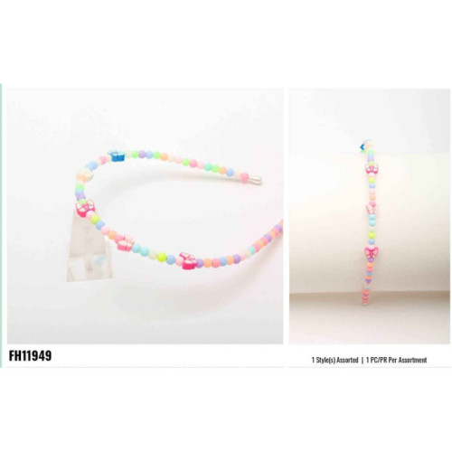 Pastel Beaded Headband with Butterfly Details