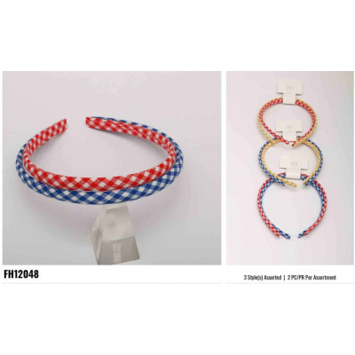 Gingham thin headband 2 pack
