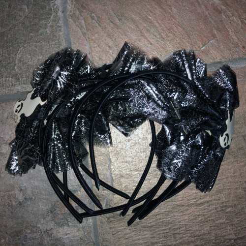 Halloween Sparkle Headbands Ghosts on Spider Ribbon