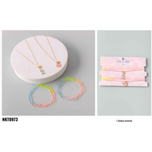 Mermaid and Seashell BFF Necklace/Chocker Set of 2